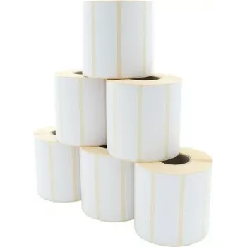 ARTDEV Rolo de etiquetas de transferência térmica 90 x 29 mm, diâmetro exterior 96 mm, núcleo 40 mm, 1300 etiquetas por rolo, papel branco, adesivo permanente