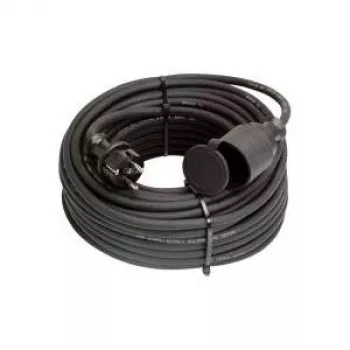 AS Schwabe 60384 Extensão de borracha H07RN-F de 25m com ficha e tomada Schuko, preto, IP44, 16A
