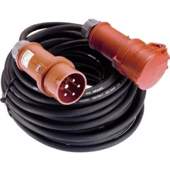 AS SCHWABE 60566 cabo de extensão de borracha CEE 400V 16A 5 polos 10 m com inversor de fases, preto