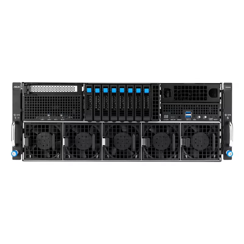 Plataforma de servidor em rack 4U ASUS ESC8000A-E13X AMD EPYC 9005 8xNVMe 2xM.2 2x10GbE 8xQSFP IPMI R3200W