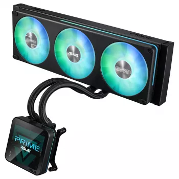 ASUS Prime SLC II 360 ARGB LCD Refrigeração líquida AIO para CPU, radiador 360 mm, 3 ventoinhas ARGB 120 mm, LGA 1851/1700/1200/115x/AM5/AM4