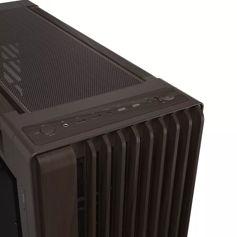 Caixa Midi-Tower ASUS ProArt PA602 Wood Edition Retro Brown com vidro temperado