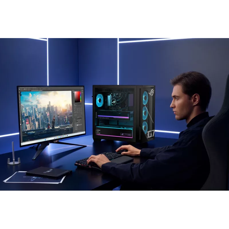 ASUS ROG G700 GM700TZ-R9800X283W PC Torre Gaming - AMD Ryzen 7 9800X3D, 32GB DDR5, 2TB SSD, Radeon RX 9070 XT, Windows 11 Home, preto