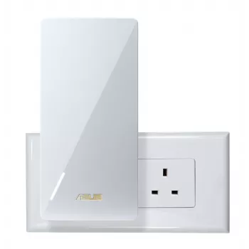 Repetidor ASUS RP-BE58 Dual-Band Wi-Fi 7, BE3456, 2,4 GHz 574 Mbit/s + 5 GHz 2882 Mbit/s, 1x porta Gigabit, AiMesh, WPA3, Branco, ficha UK