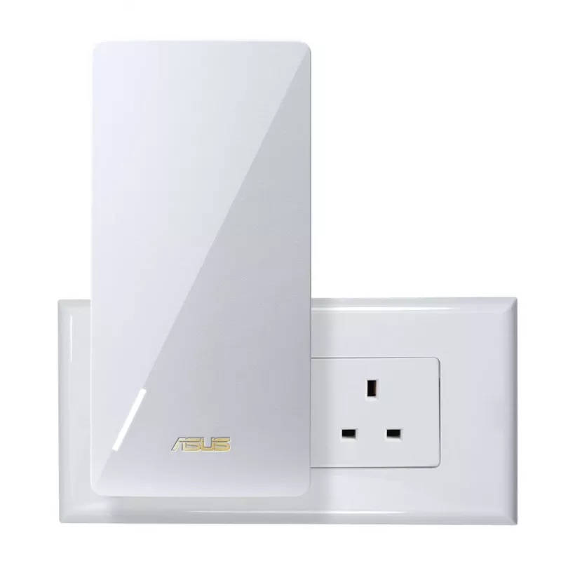 Repetidor ASUS RP-BE58 Dual-Band Wi-Fi 7, BE3456, 2,4 GHz 574 Mbit/s + 5 GHz 2882 Mbit/s, 1x porta Gigabit, AiMesh, WPA3, Branco, ficha UK