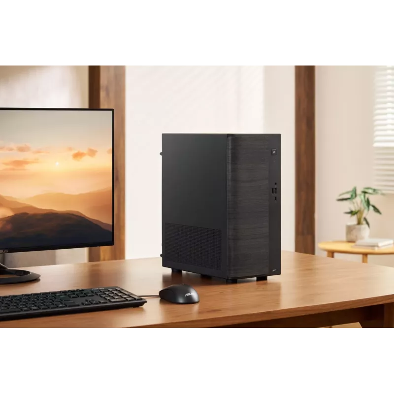 Mini Tower ASUS V700 VM701MG-OR7445039W Copilot+ PC, AMD Ryzen AI 7 445, 16GB DDR5, 512GB SSD, Windows 11 Home, preto com detalhe em madeira