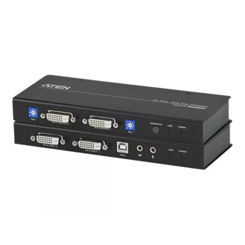 ATEN CE604-AT-G extensor KVM – 2x DVI, áudio, USB, RS-232, 60m