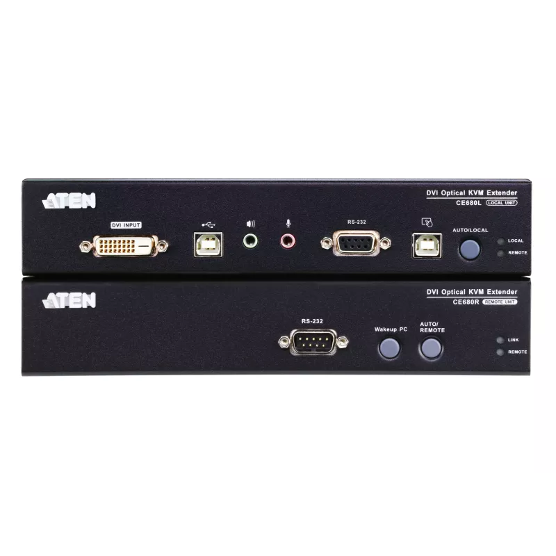 ATEN CE680 extensor KVM áudio USB serial sobre fibra ótica, DVI Dual Link, 600 m, 1310/1550 nm