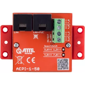 Adaptador PoE passivo ATTE AEPI-1-50 1 canal 10/100/1000 Mbps Gigabit Ethernet