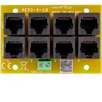 ATTE AEPI-4-10-OF Adaptador PoE passivo de 4 canais, 10/100 Mbps