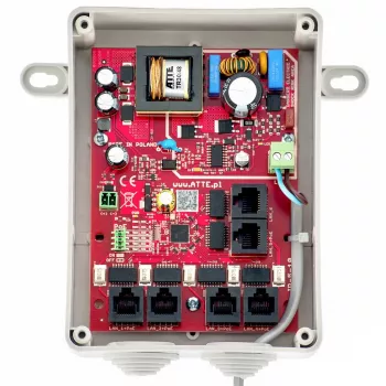 Switch PoE+ não gerido ATTE IPB-5-10A-S4 de 5 portas, 4 portas PoE, orçamento de 60W, 10/100 Mbps, secretária/parede, caixa metálica
