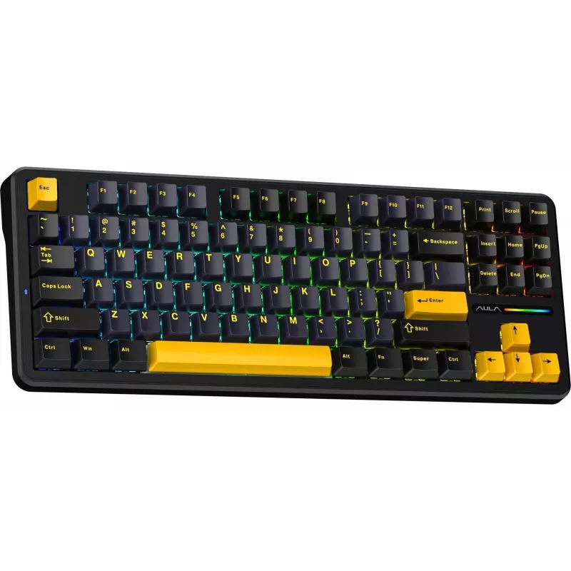 Teclado AULA Gasket F87 Thunder Black GrayWood RGB