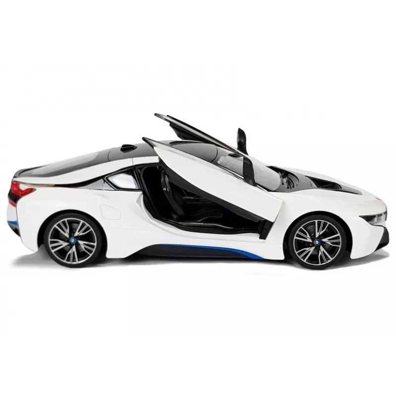 Carro R/C BMW i8 Rastar 1:14 branco com portas automáticas
