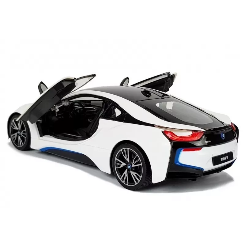 Carro R/C BMW i8 Rastar 1:14 branco com portas automáticas