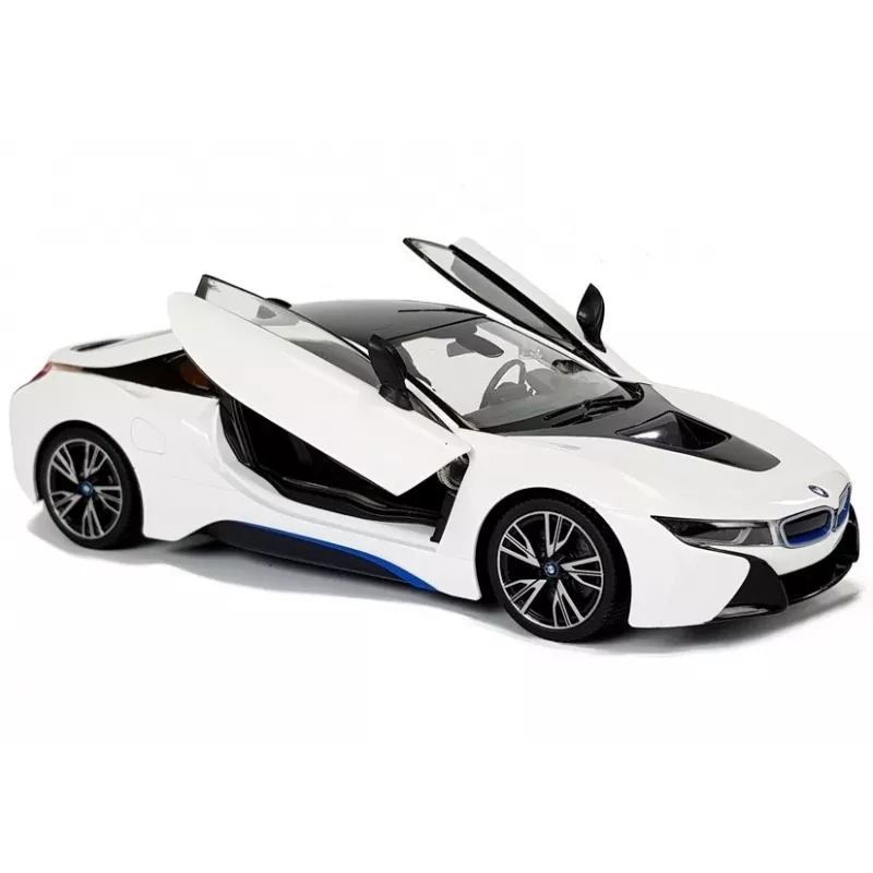 Carro R/C BMW i8 Rastar 1:14 branco com portas automáticas