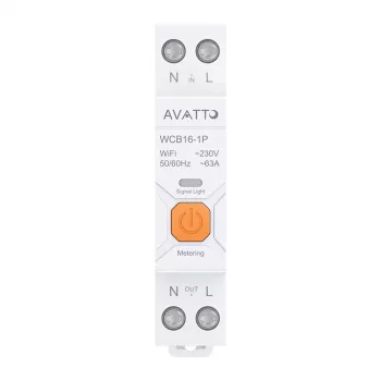 AVATTO WCB16 disjuntor inteligente WiFi 1P 16A 230V calha DIN monitorização de energia