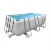 Piscina retangular com estrutura cinzenta AVENLI 400x207x122 cm com bomba de filtragem, escada, cobertura