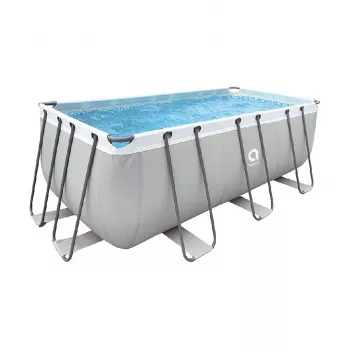 Piscina retangular com estrutura cinzenta AVENLI 400x207x122 cm com bomba de filtragem, escada, cobertura
