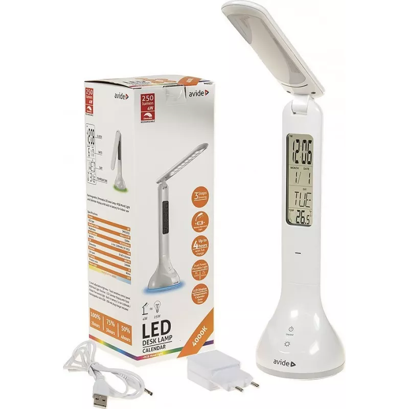 Avide candeeiro de secretária LED RGB calendário branco 4W 250lm
