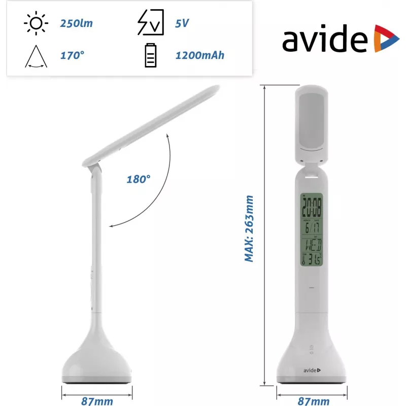 Avide candeeiro de secretária LED RGB calendário branco 4W 250lm