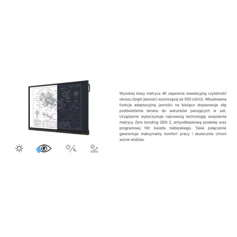 Monitor interativo touchscreen AVTEK TS 9 Mate G 86 polegadas 4K UHD com Android 13, toque IR de 40 pontos, 8GB RAM, 128GB armazenamento, Wi-Fi 6, Bluetooth 5.2, altifalantes duplos 16W, matriz de 8 microfones, VESA 800x600