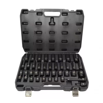 Conjunto de chaves de caixa de impacto AWTOOLS 1/2 polegadas 40 peças curtas e longas Black Line
