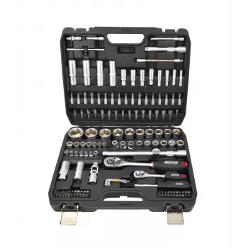 Conjunto de chaves de caixa AWTOOLS 144 peças 1/2 polegadas e 1/4 polegadas Black Line