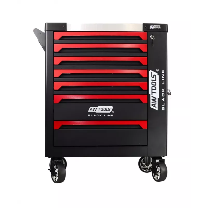 Carro de oficina AWTOOLS 7 gavetas com armário lateral Black Line