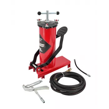 AWTOOLS AW15940 Bomba de ar de pé - Um cilindro, 10 BAR, manómetro analógico, estrutura de aço, Preto/Prata