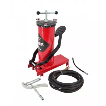 AWTOOLS AW15940 Bomba de ar de pé - Um cilindro, 10 BAR, manómetro analógico, estrutura de aço, Preto/Prata