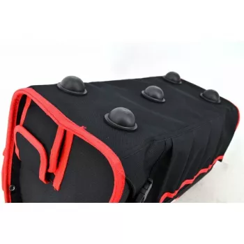 Mala de ferramentas AWTOOLS AW30661, 480 x 250 x 250 mm, polipropileno resistente ao impacto, preto com detalhes vermelhos, fechos metálicos, argola para cadeado, pega rebatível, 2 organizadores na tampa