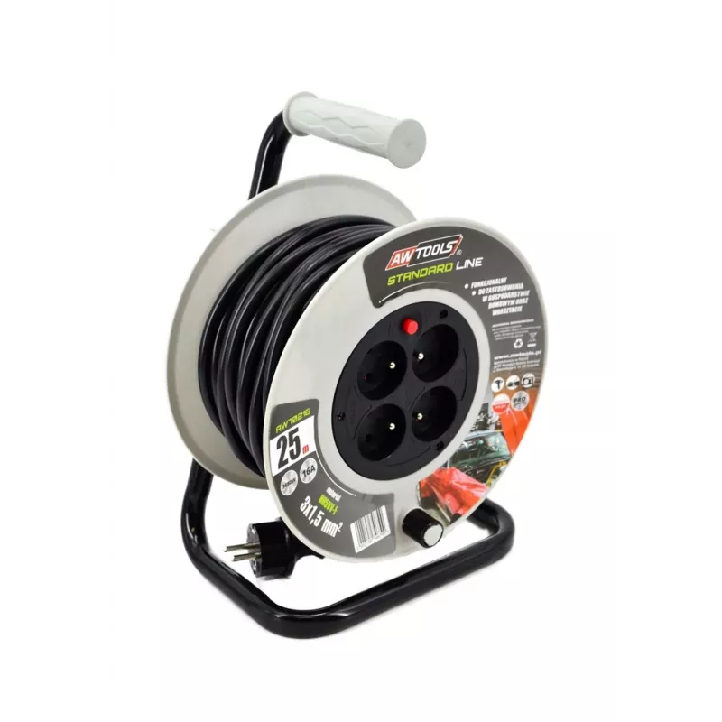 AWTOOLS AW70217 extensão de cabo 25m 4 tomadas IP44 3680W