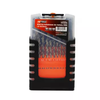 Conjunto de brocas de metal cobalto AWTOOLS 19 peças 1,0-10,0 mm HSS-Co M35 DIN 338