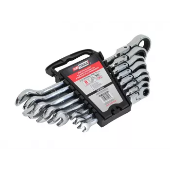 AWTOOLS Conjunto de chaves combinadas com catraca, 8 peças, 8-22mm, aço cromo-vanádio, DIN 3113