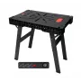 Bancada de trabalho dobrável AWTOOLS com régua de tomadas, montagem rápida, 1000x600x750 mm, capacidade de carga 150 kg, estrutura preta, tampo de madeira natural