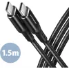 AXAGON BUCM-CM15AB cabo USB-C para USB-C 2.0, 1,5 m, PD 60 W, 3 A, entrançado – preto