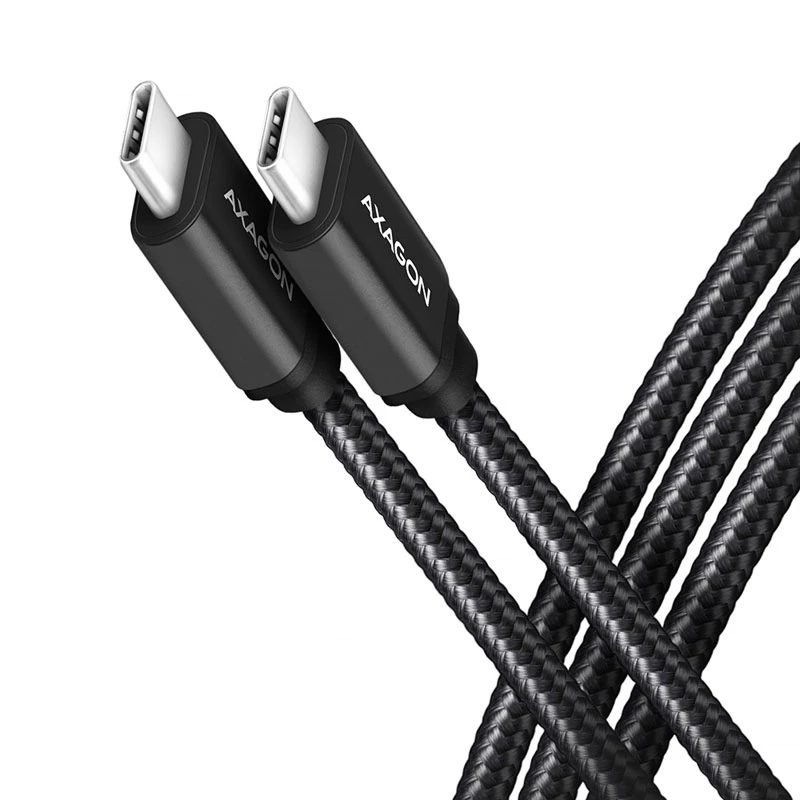 AXAGON BUCM-CM15AB cabo USB-C para USB-C 2.0, 1,5 m, PD 60 W, 3 A, entrançado – preto