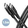 AXAGON BUCM-CM15AB cabo USB-C para USB-C 2.0, 1,5 m, PD 60 W, 3 A, entrançado – preto