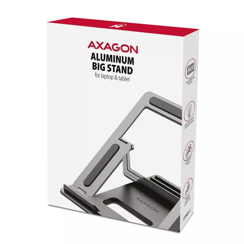 AXAGON STND-L suporte para portátil 10-16 polegadas alumínio dobrável altura ajustável prateado