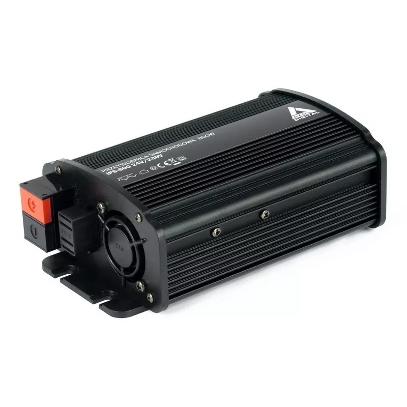 Inversor AZO Digital IPS-800U 800W 24V DC para 230V AC com onda sinusoidal modificada, USB, tomada Schuko, terminais de bateria