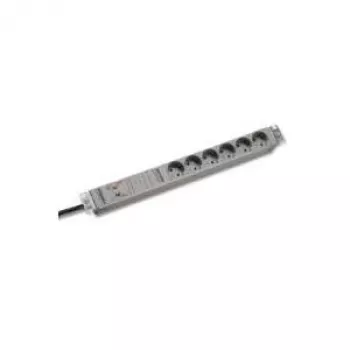 Bachmann 691689 Régua de tomadas para rack 19 inch 1U com 6 tomadas Schuko, proteção contra sobretensões e filtro de rede, cinzento