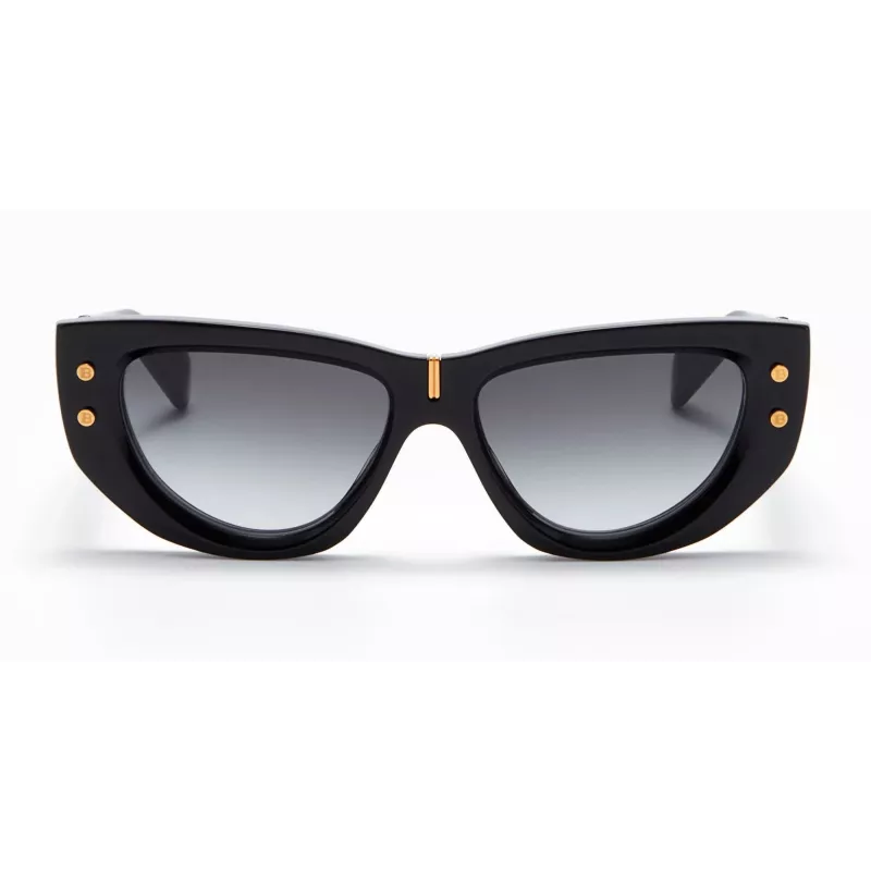 Óculos de sol de mulher Balmain BPS-151A-55 preto acetato cinzento lentes de policarbonato 55 mm
