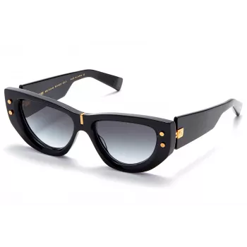 Óculos de sol de mulher Balmain BPS-151A-55 preto acetato cinzento lentes de policarbonato 55 mm