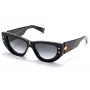 Óculos de sol de mulher Balmain BPS-151A-55 preto acetato cinzento lentes de policarbonato 55 mm