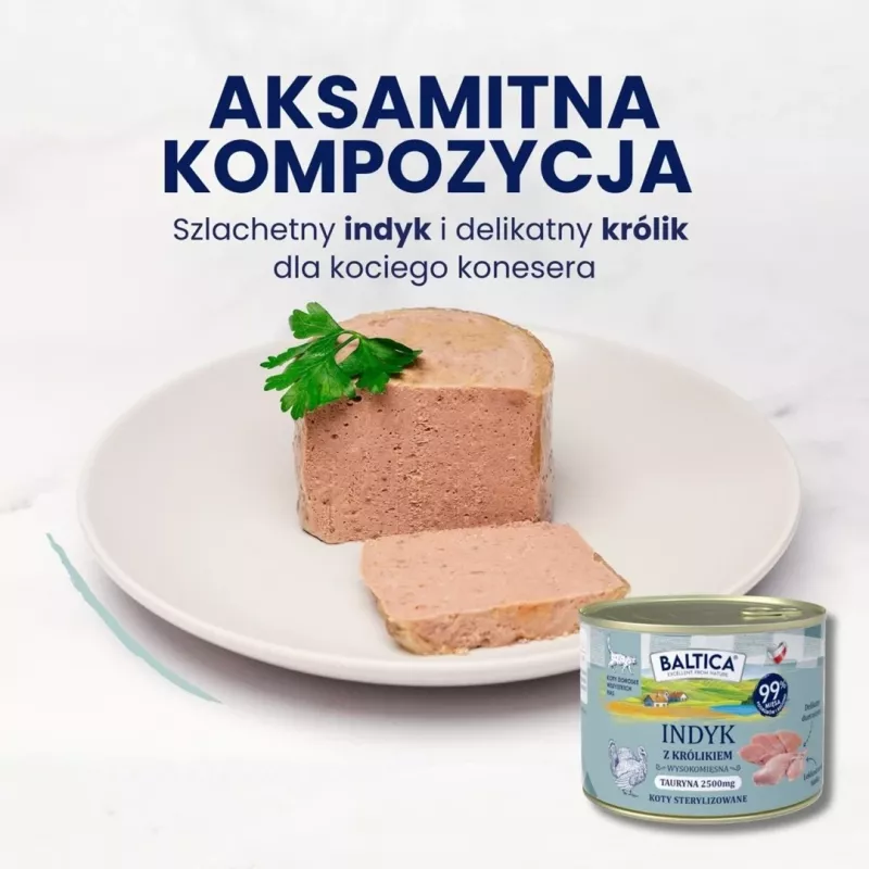 BALTICA Smaki Regionów Adult Alimento húmido para gatos peru com coelho lata 185g