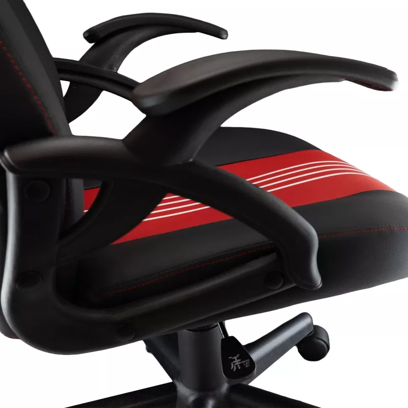 Baracuda ABALONE-B/R cadeira gaming preta/vermelha – couro PU ergonómico, apoios de braços 2D, elevador a gás classe 4