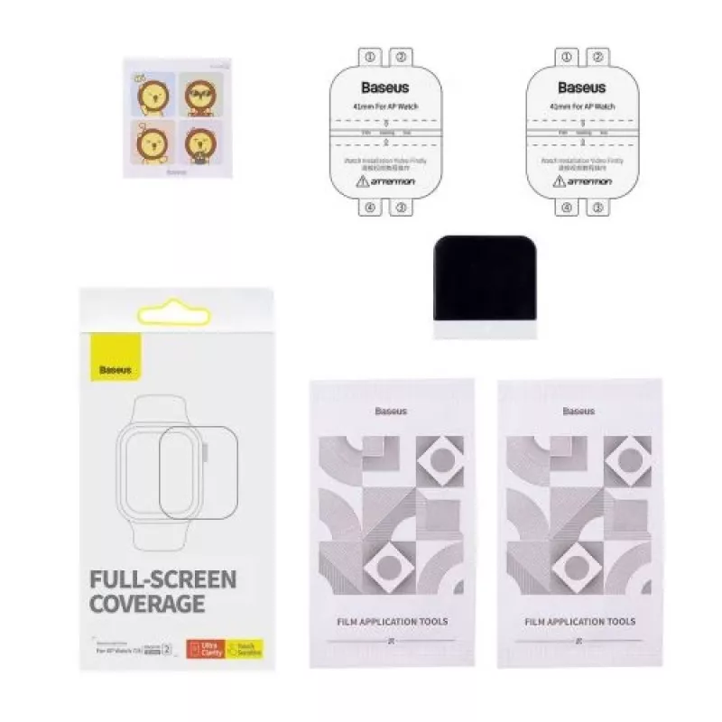 Película de proteção Baseus 41mm NanoCrystal para Apple Watch 7/8/9, pack de 2, transparente