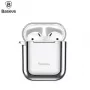 Baseus Capa protetora de silicone ultrafina Metallic Shining com gancho para AirPods 1 / 2 Prateado