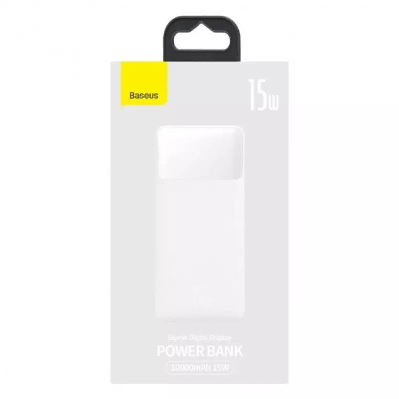 Powerbank Baseus Bipow com ecrã 10000mAh 15W (Overseas Edition) Branco