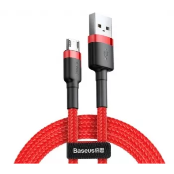 Cabo Baseus Cafule, trança de nylon robusta, USB / Micro USB QC3.0 2.4A 1M vermelho